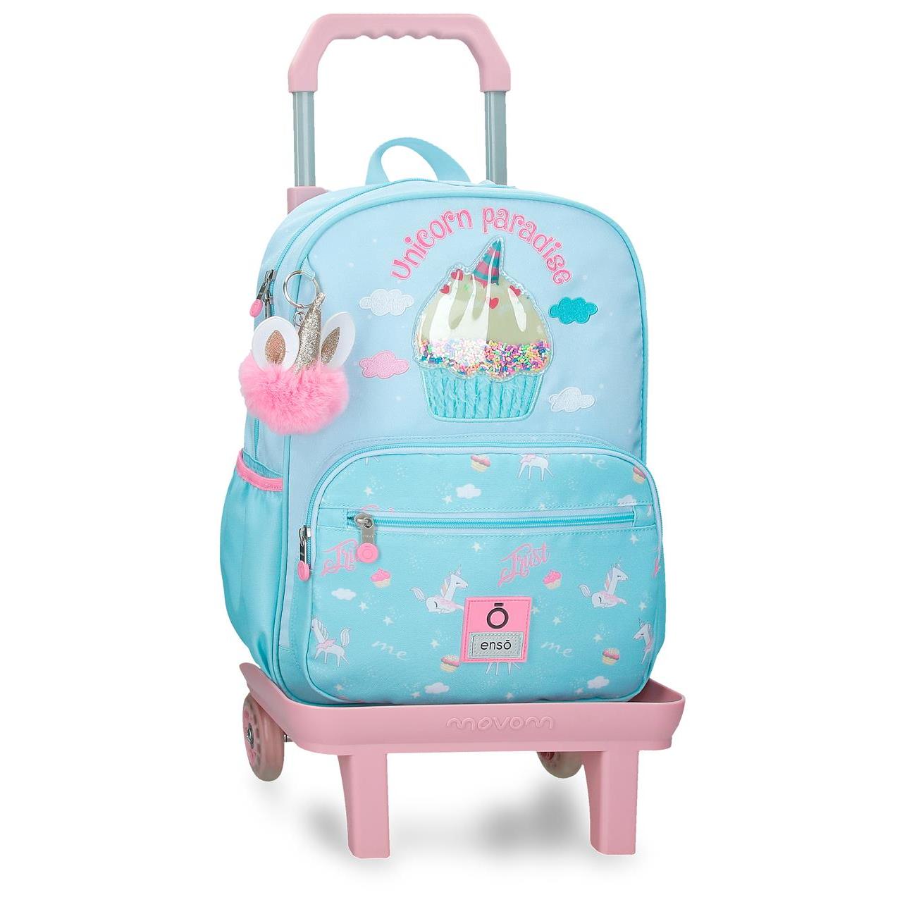 Mochila escolar con carro Enso Unicorn Paradise 30x38x12cm Turquesa