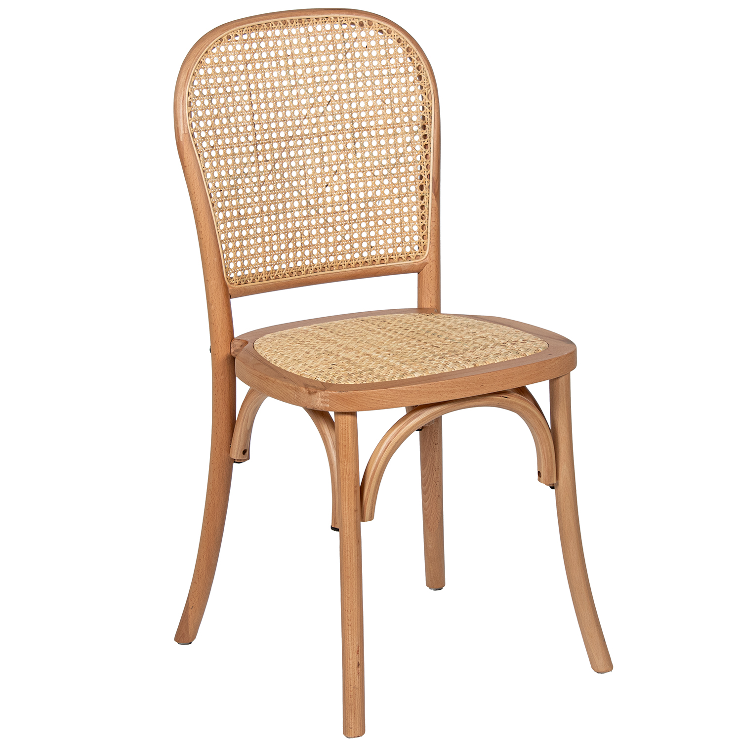 Silla madera haya natural con asiento y espaldar de ratan 45x48x96cm h.asiento: 47cm