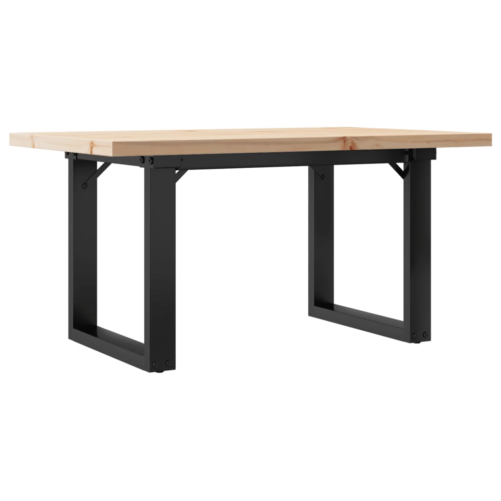 vidaXL Mesa de centro marco O madera maciza pino y acero 80x50x40,5 cm