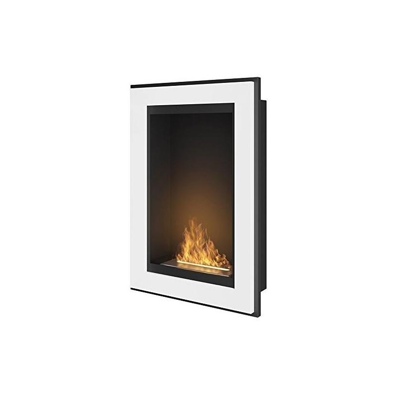 Chimenea de bioetanol empotrada Frame 550 SimpleFire blanca con cristal