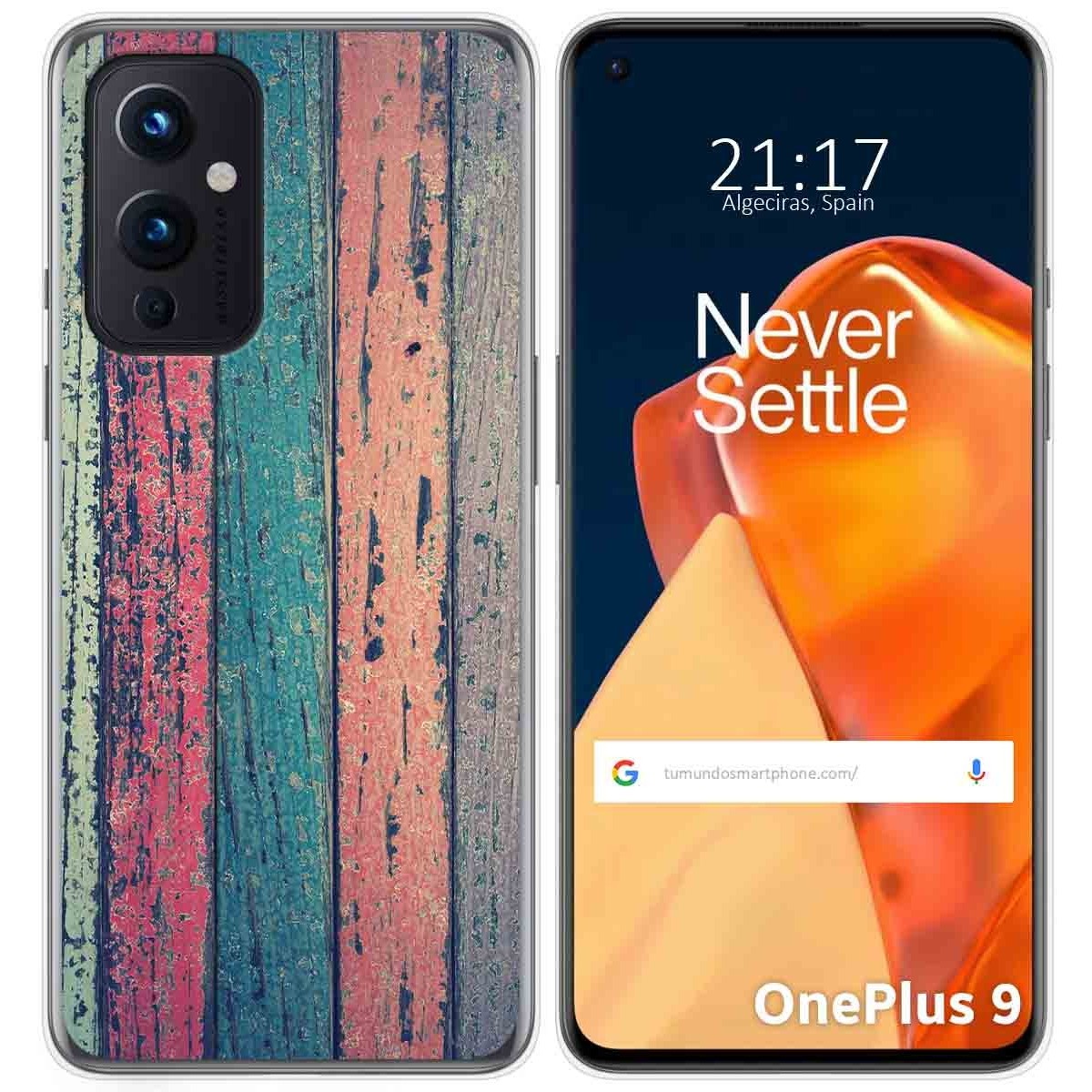 Tumundosmartphone Funda Gel Tpu para OnePlus 9 5G diseño Madera 10 Dibujos