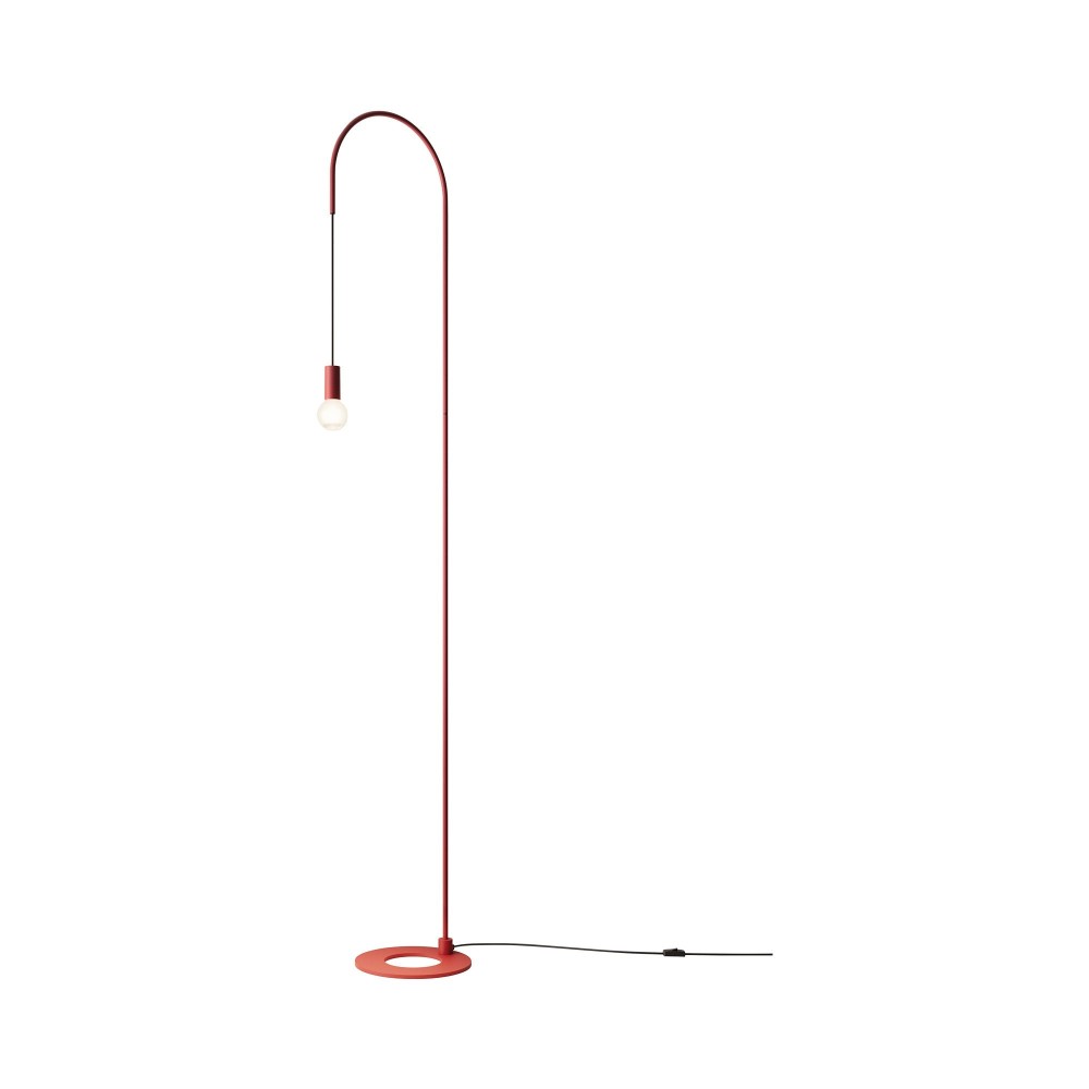 Zafferano - Lámpara de pie Filo, giratoria 200°, metal pintado, bombilla E27 máx. 60 W incluida, altura 231 cm - Rojo