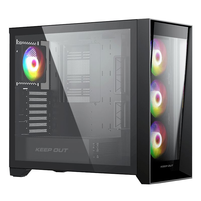 Approx - Caja de PC Gaming Keep Out XC-911PROXL+ E-ATX con cristal templado, ventiladores ARGB PWM 120 mm, puerto USB-C y USB 3.0 frontal, soporte GPU hasta 425 mm, para setups avanzados