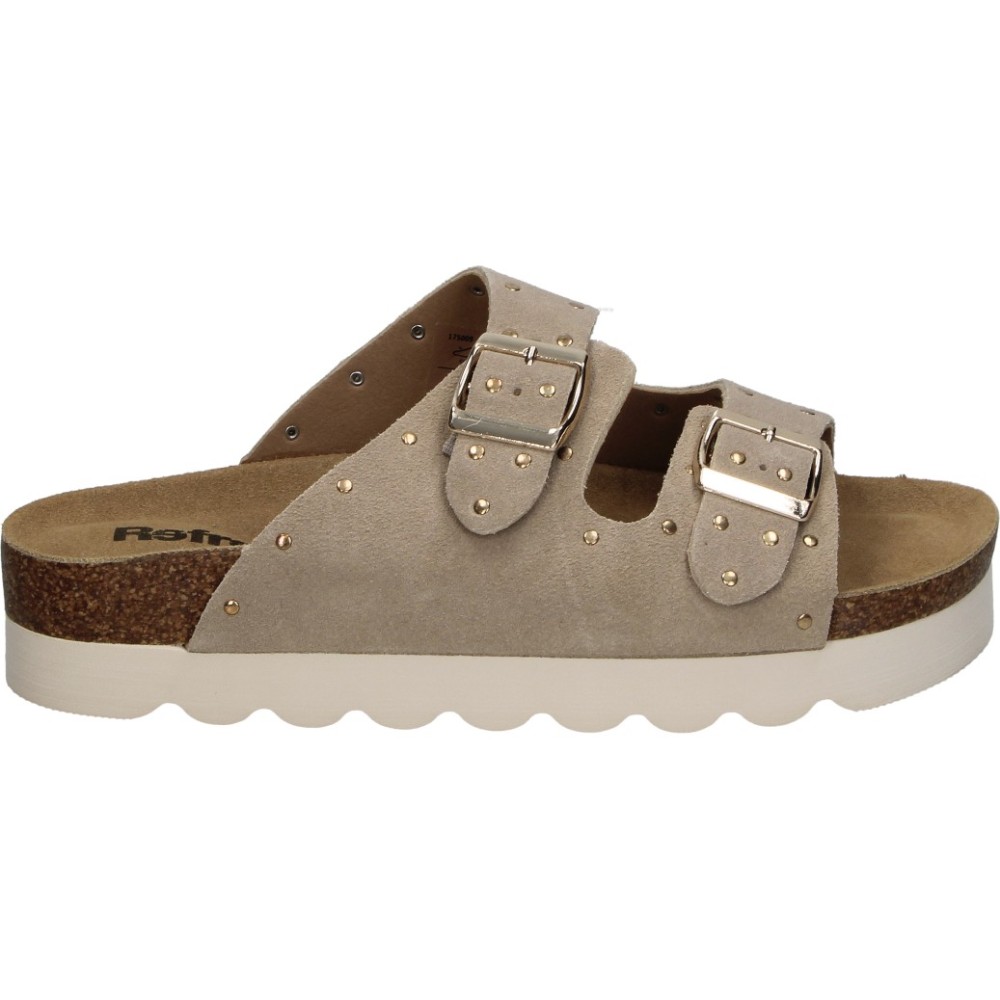 REFRESH | Sandalias con Plataforma Refresh para Mujer – Sandalia Estilosa en Color Beige – Sandalia Destalonada con Tachuelas sin Cierre – Ajuste de Hebilla – Plataforma Media y Cómoda – Moda – Modelo 175009