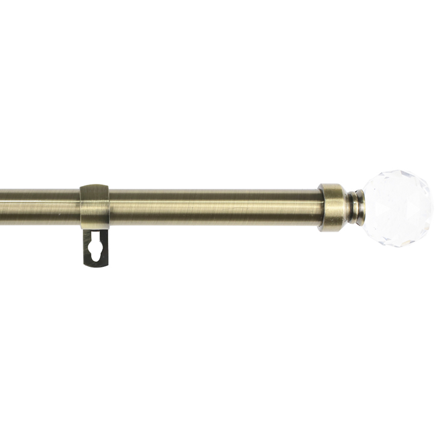 Barra de Acero Sencilla Forja Universal Extensible,Barra de Cortinas Decorativa Extensible de Acero ideal para Salón, Comedor, Habitación, Oficina- Bola Cristal