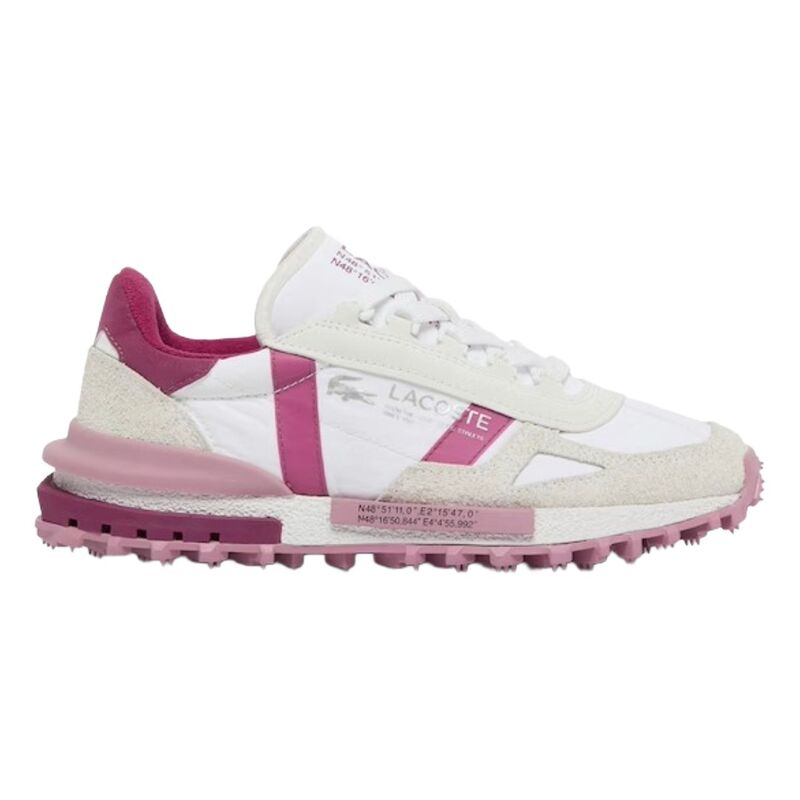 Zapatillas Blancas y Rosa Lacoste Elite Active White Dark Purple Cómodas y Ligeras