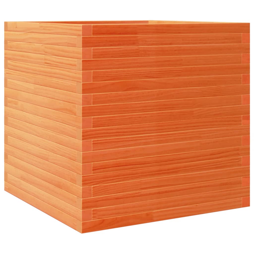 vidaXL Jardinera de madera maciza de pino 70x70x68,5 cm Color Pino natural,  Blanco,  Marrón cera y mas