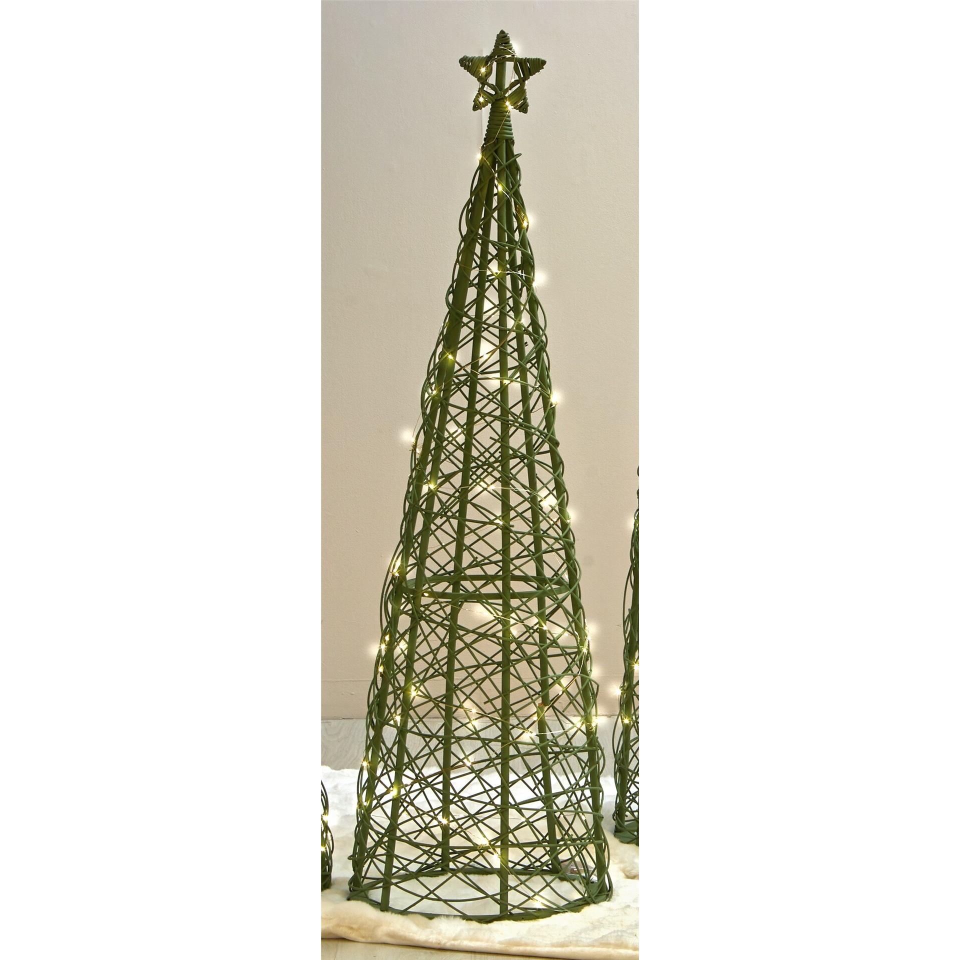 Arbol de navidad conico verde c/led a pilas 130 cms. 39dx130 cms , NAVIDAD , El mejor complemento para tu hogar.
