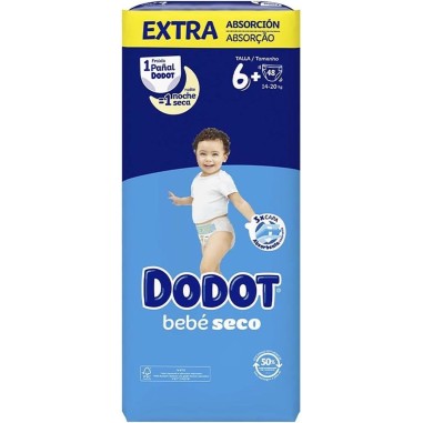 PAÑAL INFANTIL DODOT BEBE SECO VALUE TALLA 6 13-18 KG 48UNIDADES PACK