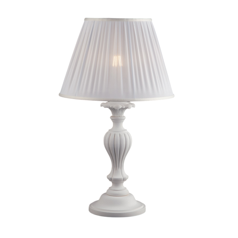 Lámpara Leonardo Shabby de madera blanca, 1 luz con pantalla dm.35 H.62 Ø35 BL180-LM-BCO - Bonetti Illumina