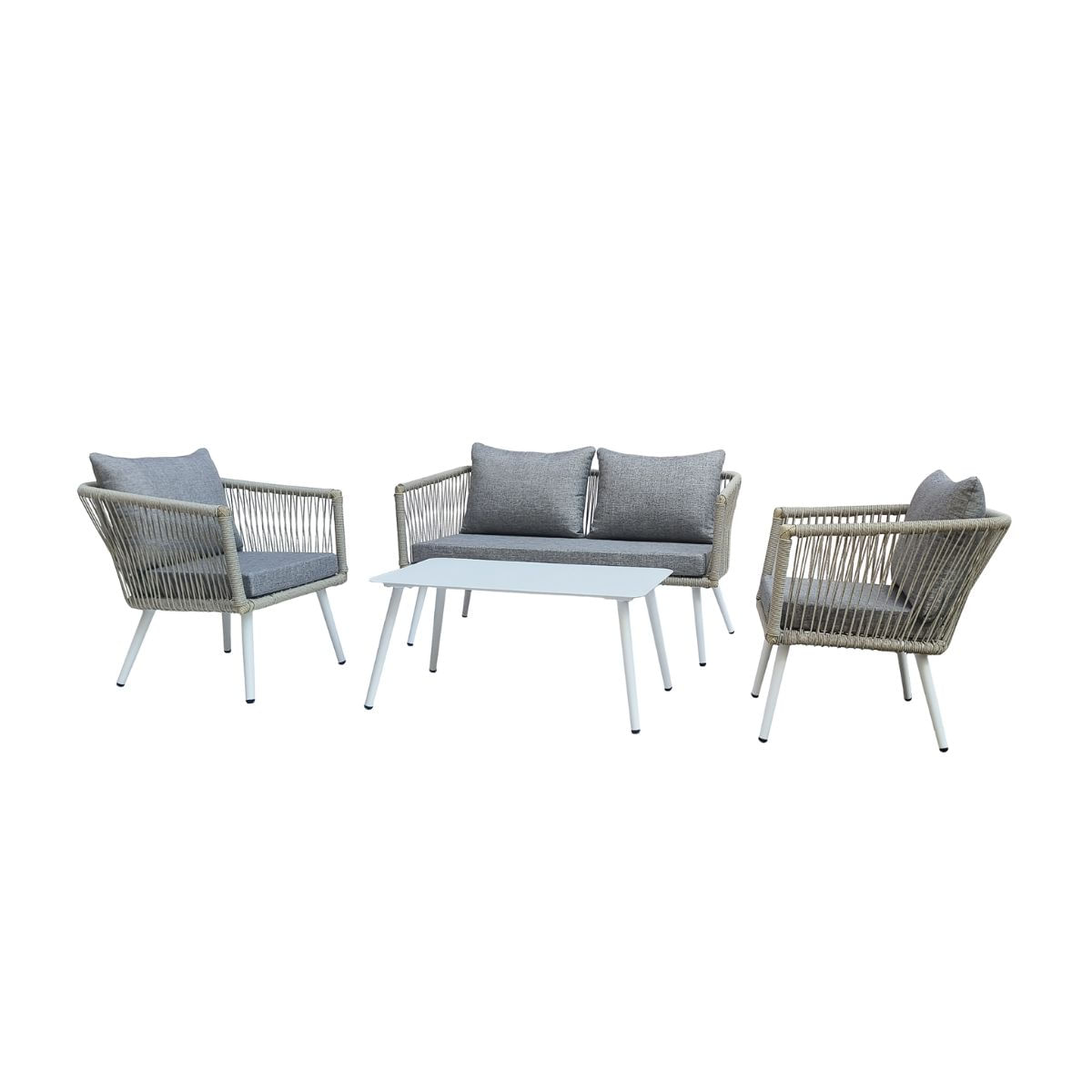 Conjunto de jardín Tirreno sofá + 2 sillas + mesa gris Adec