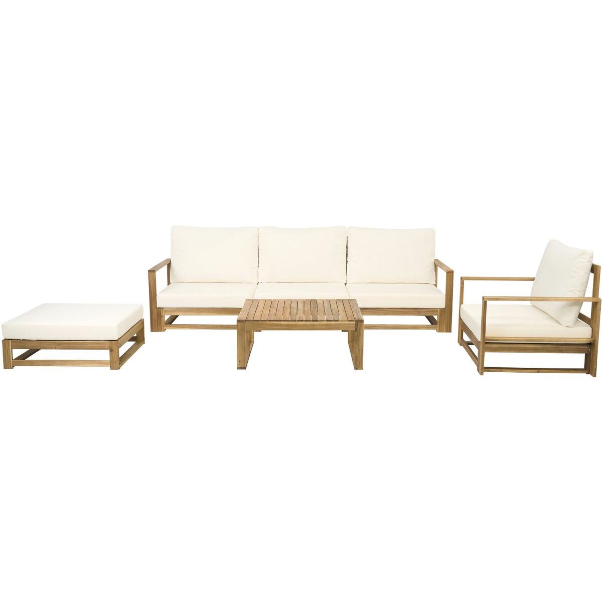 Habitat y Jardin - Conjunto de muebles de jardín modulares de madera "Bellingham" con cojines - 5 plazas - Beige