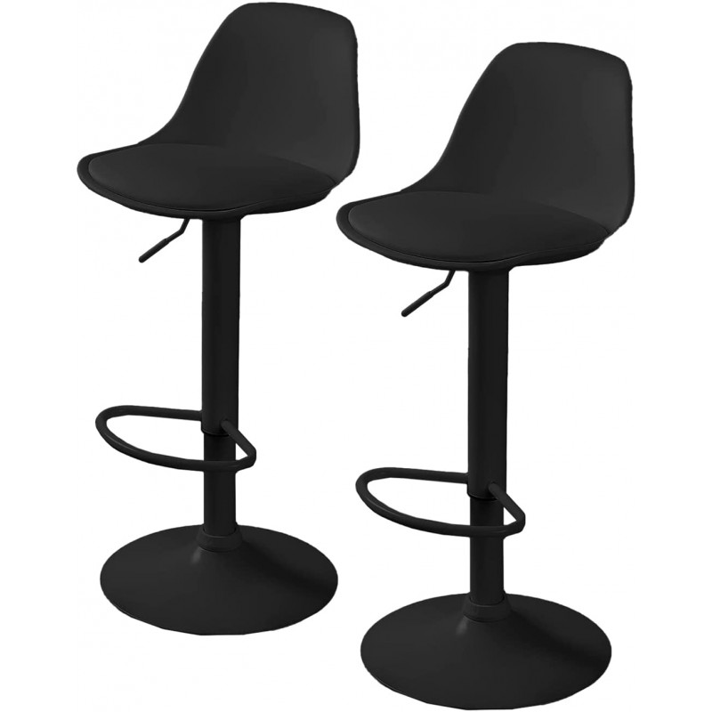 TIENDA EURASIA - Pack 2 Taburetes Altos de Cocina Regulables en Altura con Respaldo Comodo, 38x40x83/105 cm