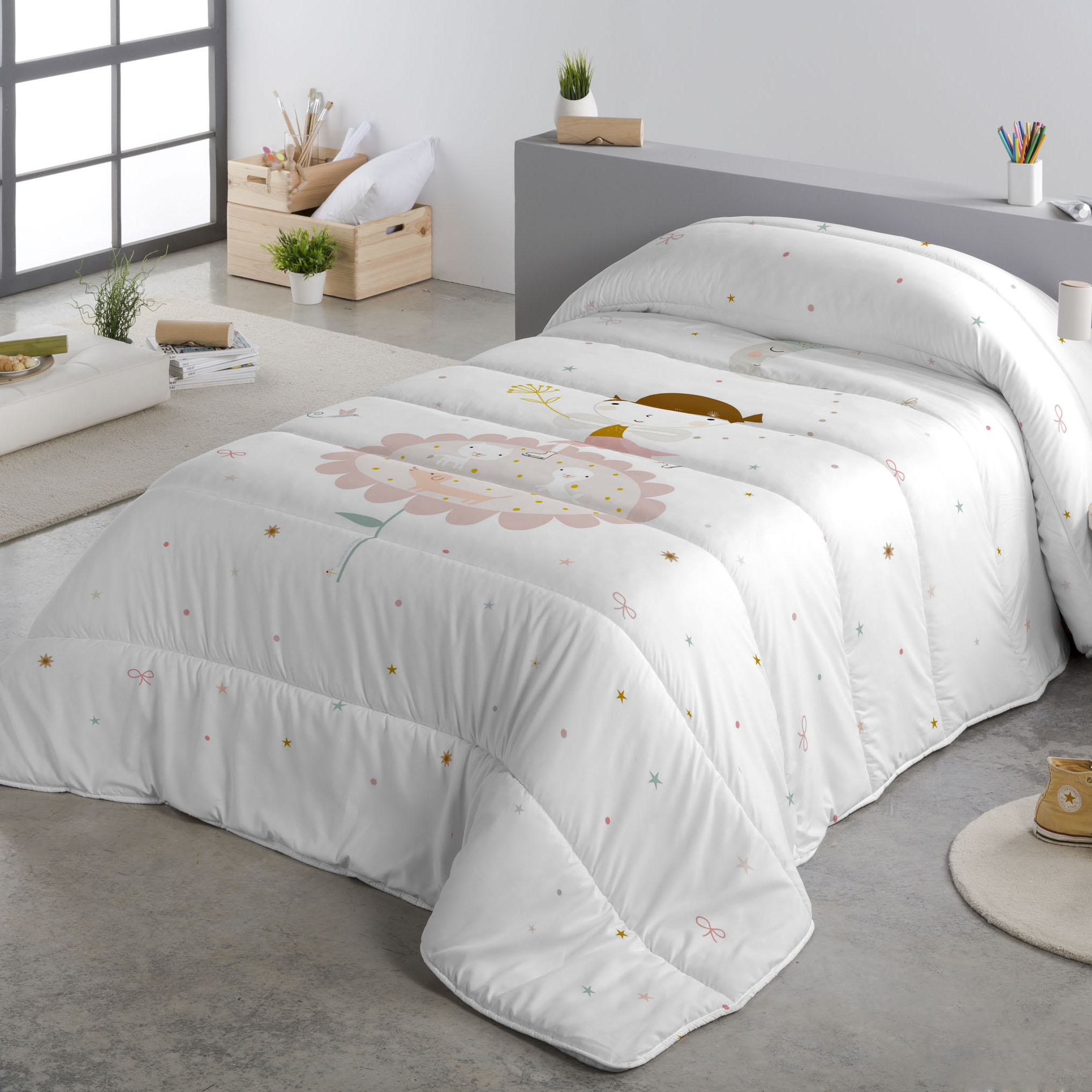 HACIENDO EL INDIO - Edredón Nórdico Infantil Estampado 100% Algodón -  Relleno 200 gr Tacto Pluma - Ideal para Invierno, Antialérgico y Transpirable - Disponible para Cama 90/105 cm - Fabricado en España