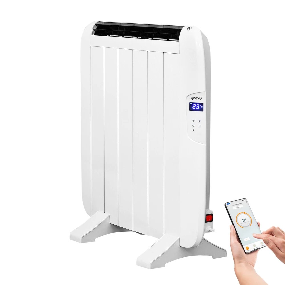 YOEVU - Calefactor eléctrico YV-RB900W de 900 W con 6 elementos calefactores, bajo consumo y funcionamiento silencioso para dormitorios y oficinas