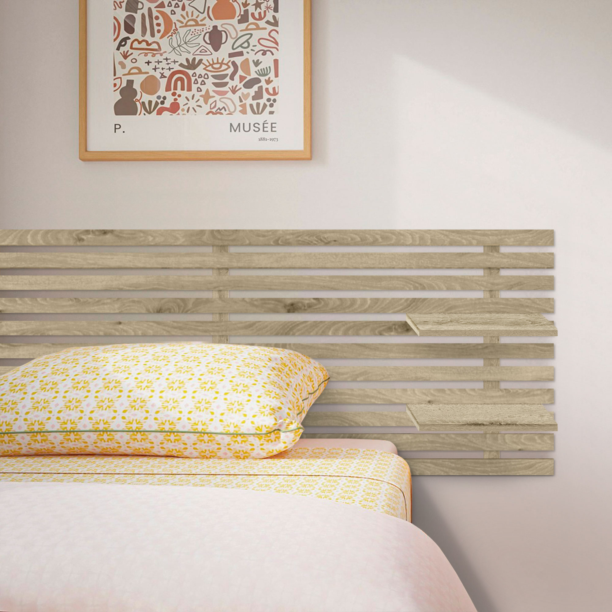 Cabecero con Estantes de Madera reciclada DM Colgante Pared Estilo Palet Japones