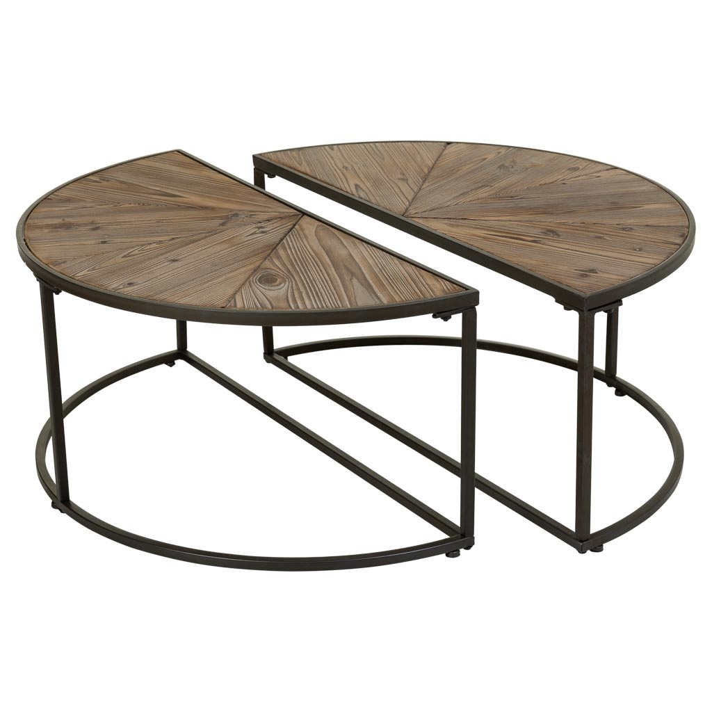 Wonderlust Deco - Mesa de centro set 2pzas de madera y metal marron 91x45,5x40,5 Marrón 91x45.5x40.5h cm (x2)
