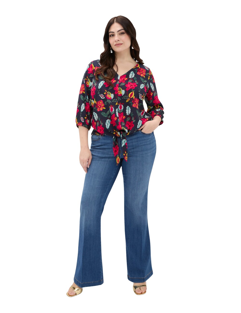 Fiorella Rubino - Blusa estampado floral en viscosa con nudo