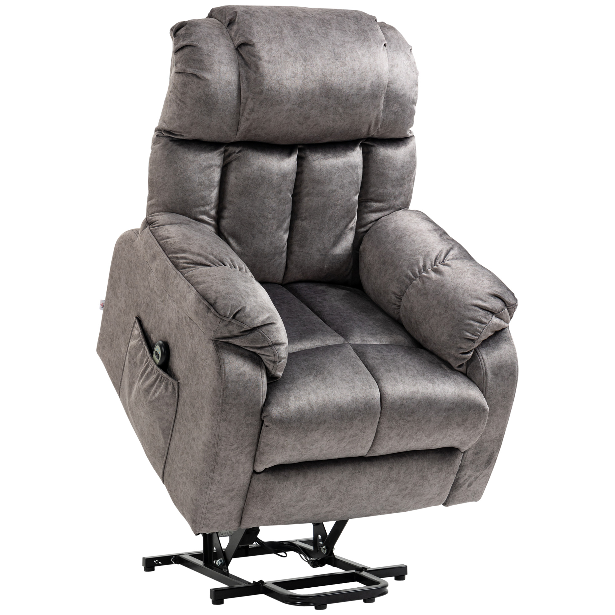 HOMCOM Sillón Relax Levanta Personas Eléctrico Silla Elevadora Eléctrica con Reposapiés 2 Bolsillos Laterales Mando a Distancia y Reclinación Eléctrica hasta 135° Gris