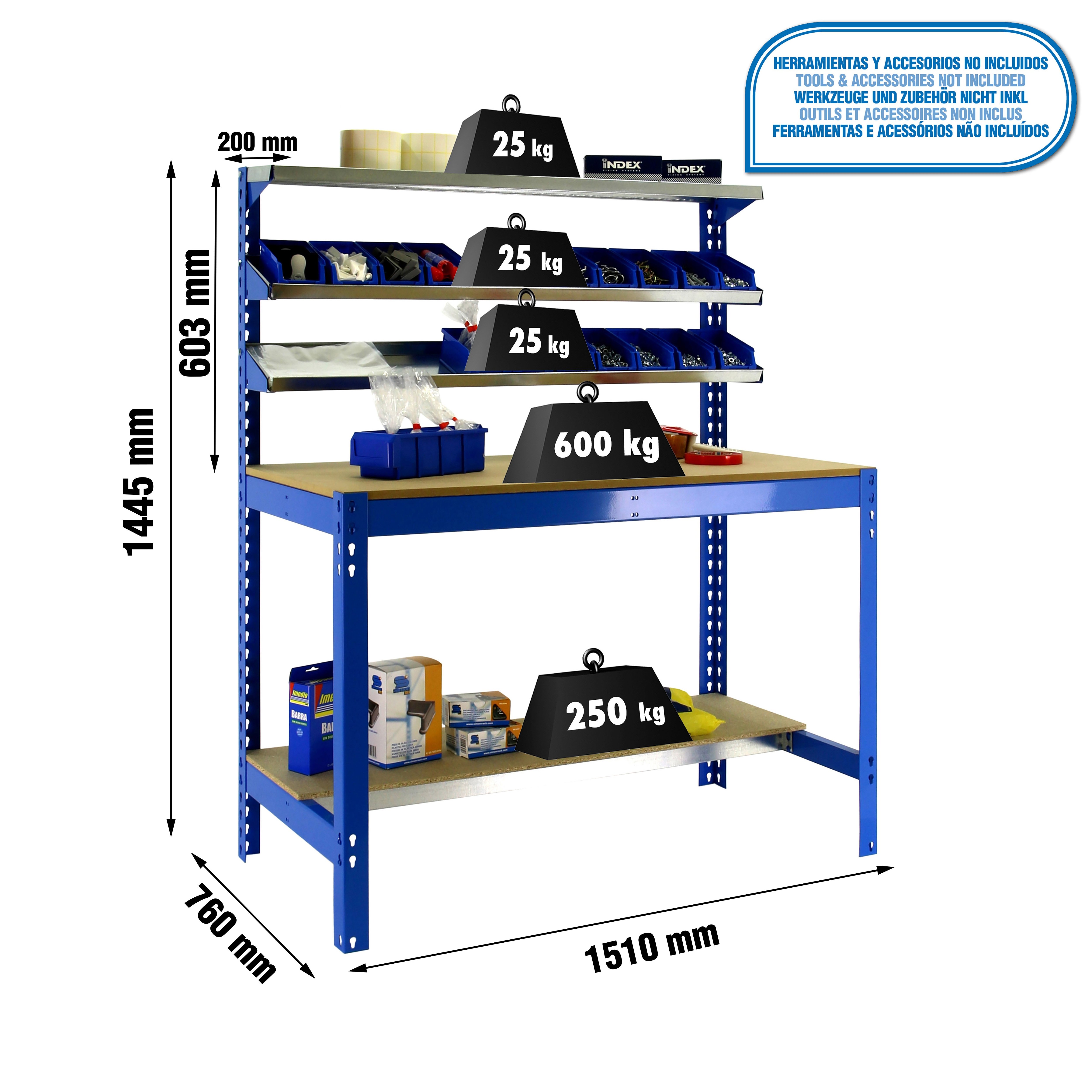 Mesa de Trabajo SIMONRACK Simonwork bt1 1500 azul/madera