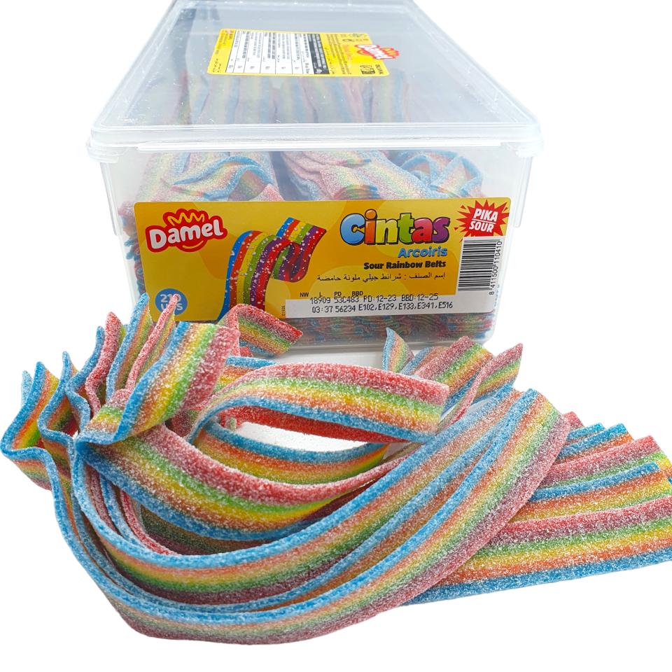 Cintas Pica Pica Damel Fresa - ArcoIris -  Frambuesa - Lenguas Pica Pica Damel 210 Unidades - Cintas Pica Sabores Surtidos