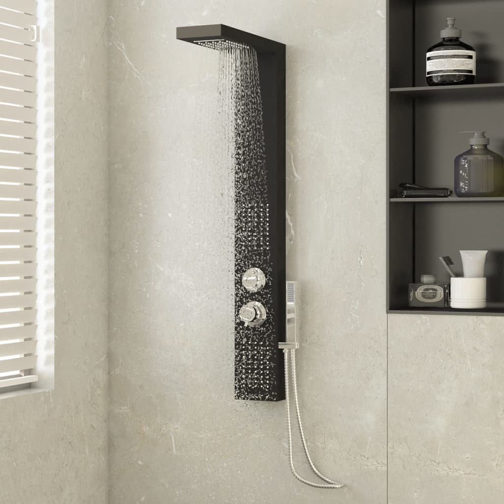 vidaXL Sistema de Panel de Ducha Acero Inoxidable Cuadrado Alcachofa Inodoro Color Blanco,  Negro,  Plateado y mas