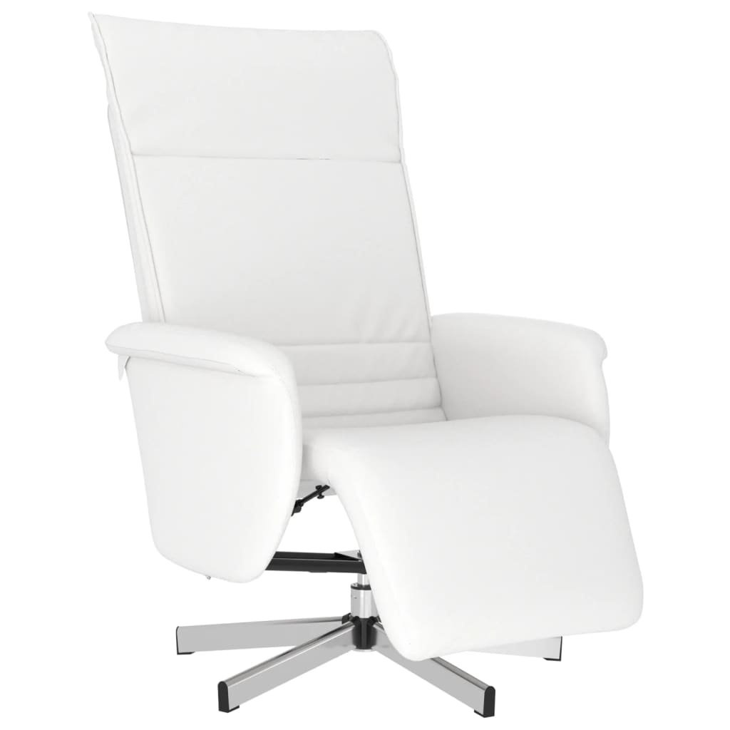 vidaXL Sillón reclinable con reposapiés cuero sintético blanco