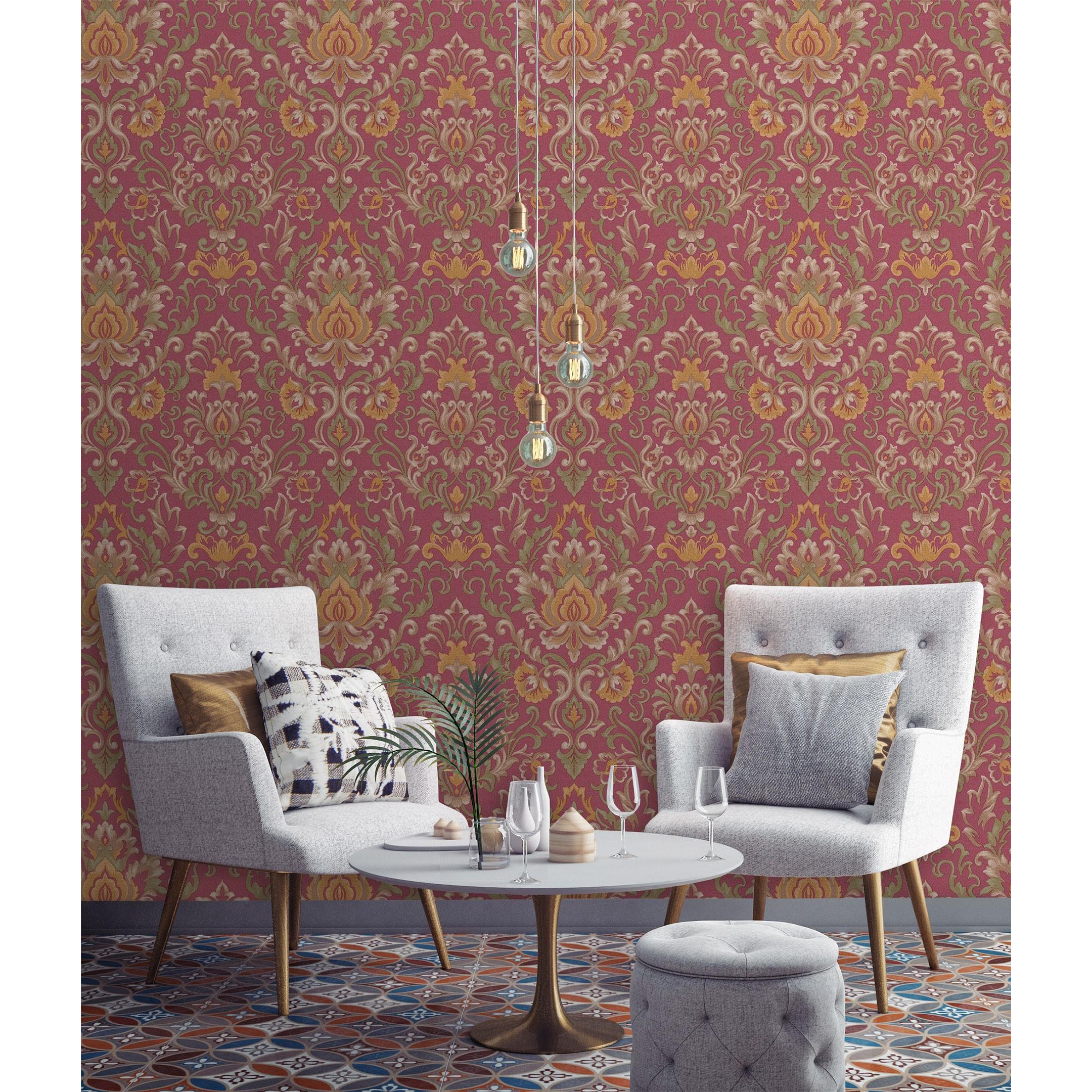 Papel pintado vinílico damasco lujoso efecto textura de tela tejida en relieve - Darinka 676408 de GAULAN - Rollo de 10 m x 1,06 m
