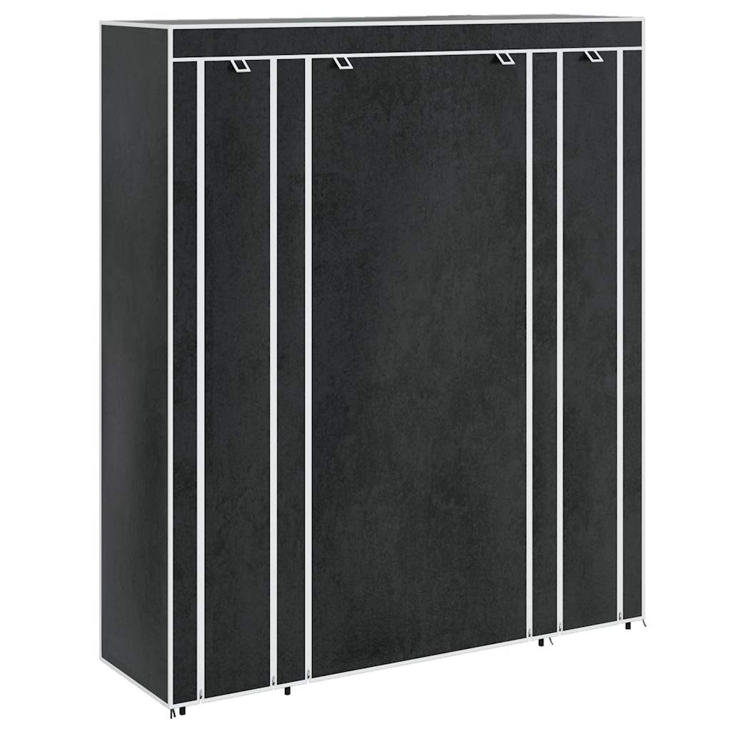 vidaXL Armario de tela compartimentos y varillas negro 45x150x176 cm