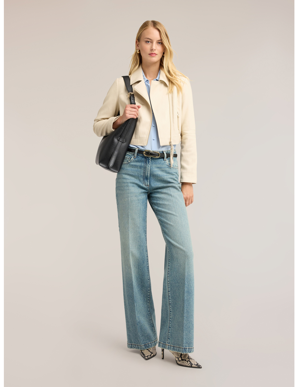 Motivi - Jeans anchos de talle alto washed