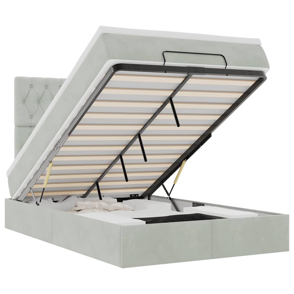 vidaXL Estructura cama otomana colchones gris claro 120x200cm