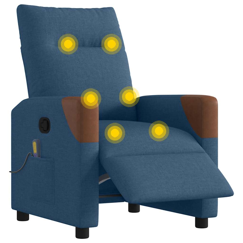 vidaXL Sillón reclinable de masaje eléctrico tela azul