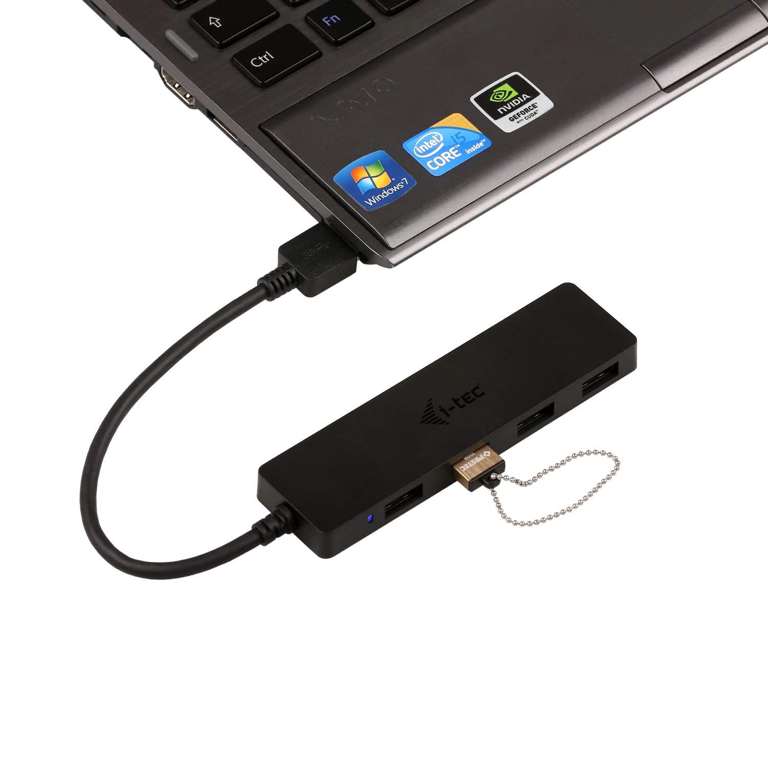 HUB Switch puertos 4 puertos USB 3.0; cable integrado de 20 cm I-TEC U3HUB404 | USB 3.0 (compatible con USB 2.0), 4 x USB 3.0 Type-A hembra, Negro