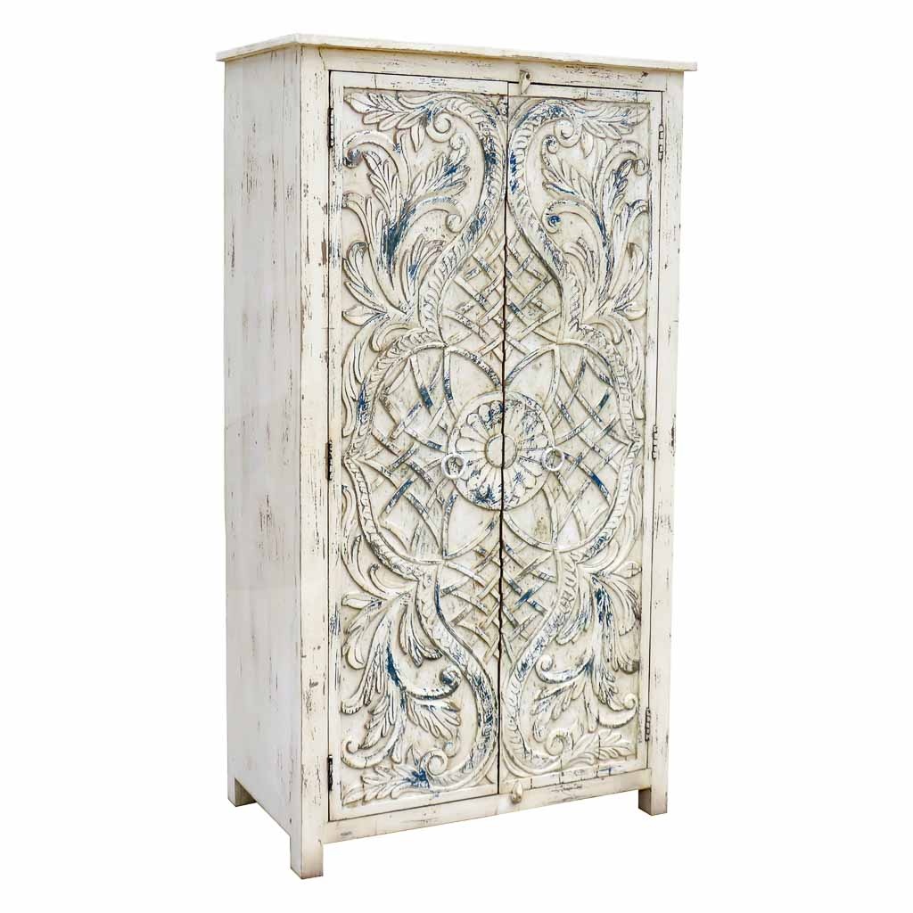 Wonderlust Deco - Armario de madera blanco 99x42x180 Blanco 99x42x180h cm