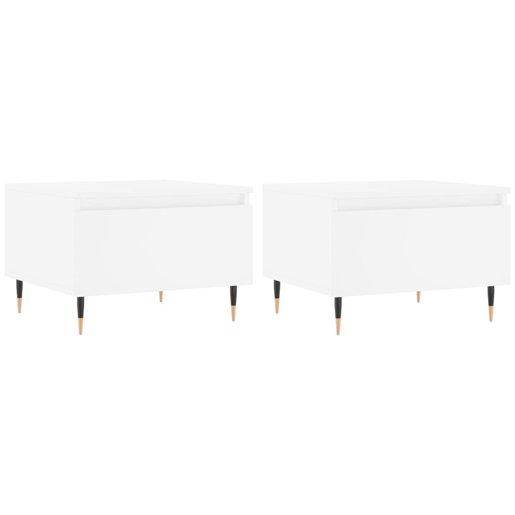 Vidaxl Mesas Centro 2 Uds Madera Ingeniería 50x46x35 Cm Blanco, Negro, Blanco Brillante