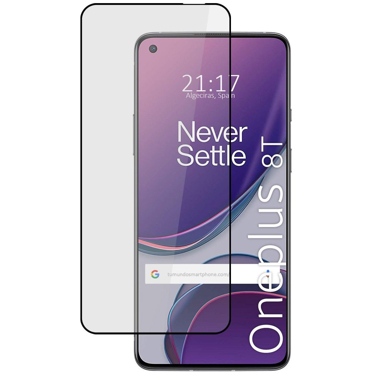 Tumundosmartphone Protector Cristal Templado Completo 5D Full Glue Negro para OnePlus 8T 5G Vidrio