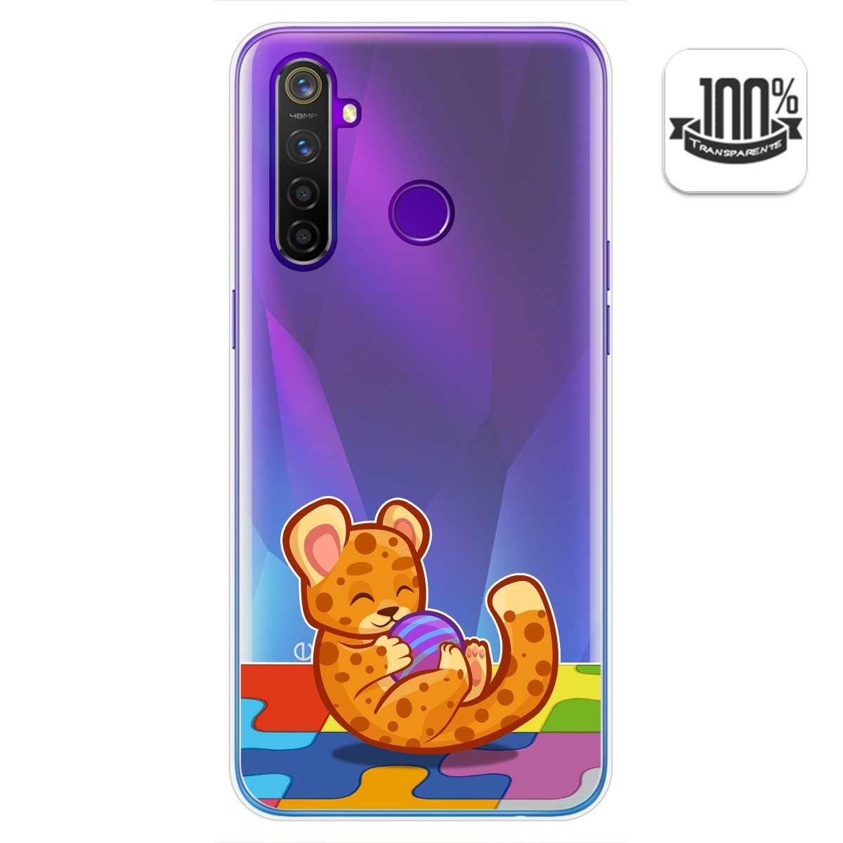 Tumundosmartphone Funda Gel Transparente para Realme 5 Pro diseño Leopardo Dibujos