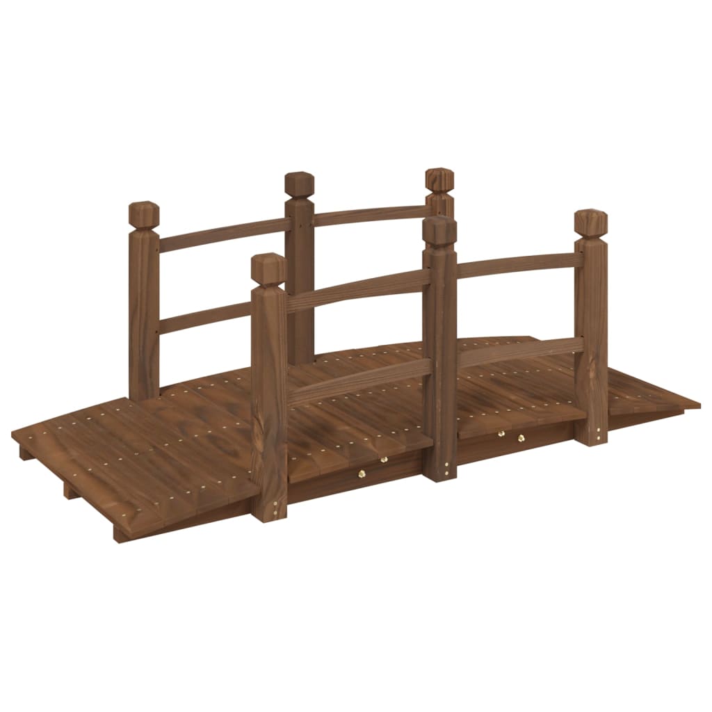 vidaXL Puente de jardín con barandillas madera de abeto 150x67x56cm Color Marrón oscuro,  Natural, y mas