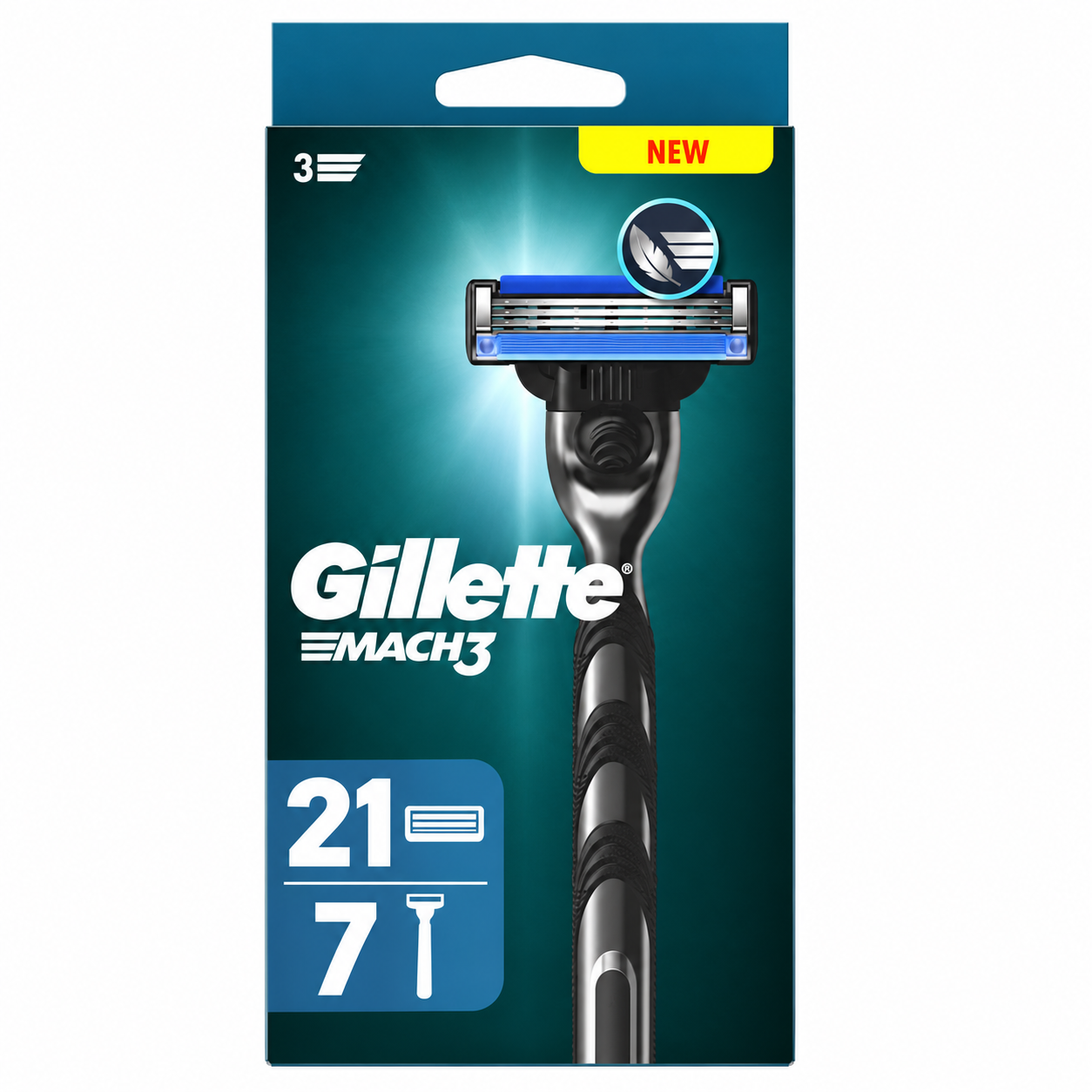 Gillette Mach3 - 21 recambios y 7 maquinillas de afeitar con 3 hojas acero de corte preciso