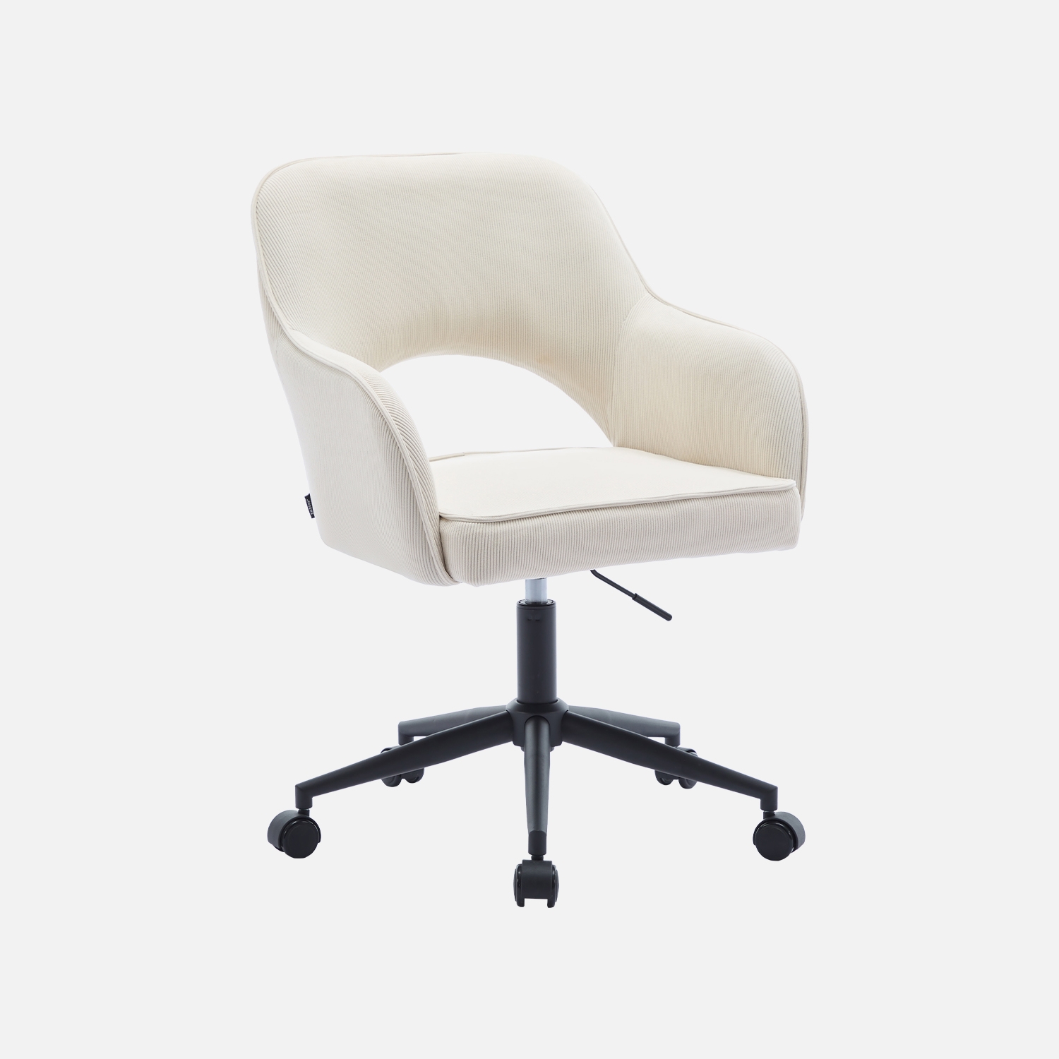 sweeek - Silla de oficina con ruedas de pana fina y base negra , Jim pana , 60x62x99