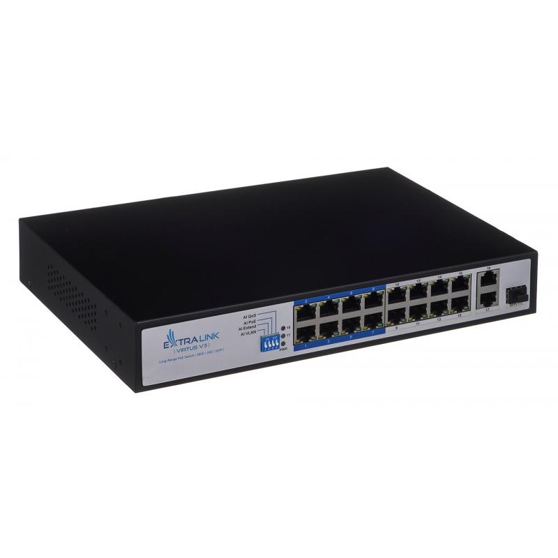 Extralink VIRTUS V3 No administrado L2 Fast Ethernet (10/100) Energía sobre Ethernet (PoE) 1U Negro