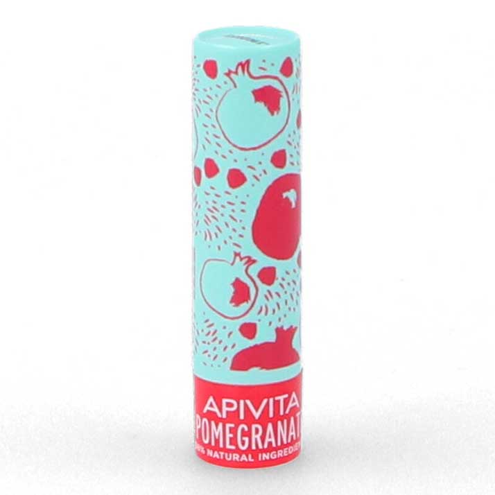Bálsamo Labial Apivita Lip Granada 4,4 Gr - Hidratación Natural - Color Rosado - 98% Ingredientes Naturales