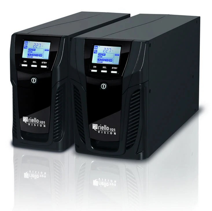 Riello - SAI UPS Línea interactiva con AVR 0,8 kVA 640 W VST 800 para servidores y redes, forma de onda senoidal estable y pantalla LCD