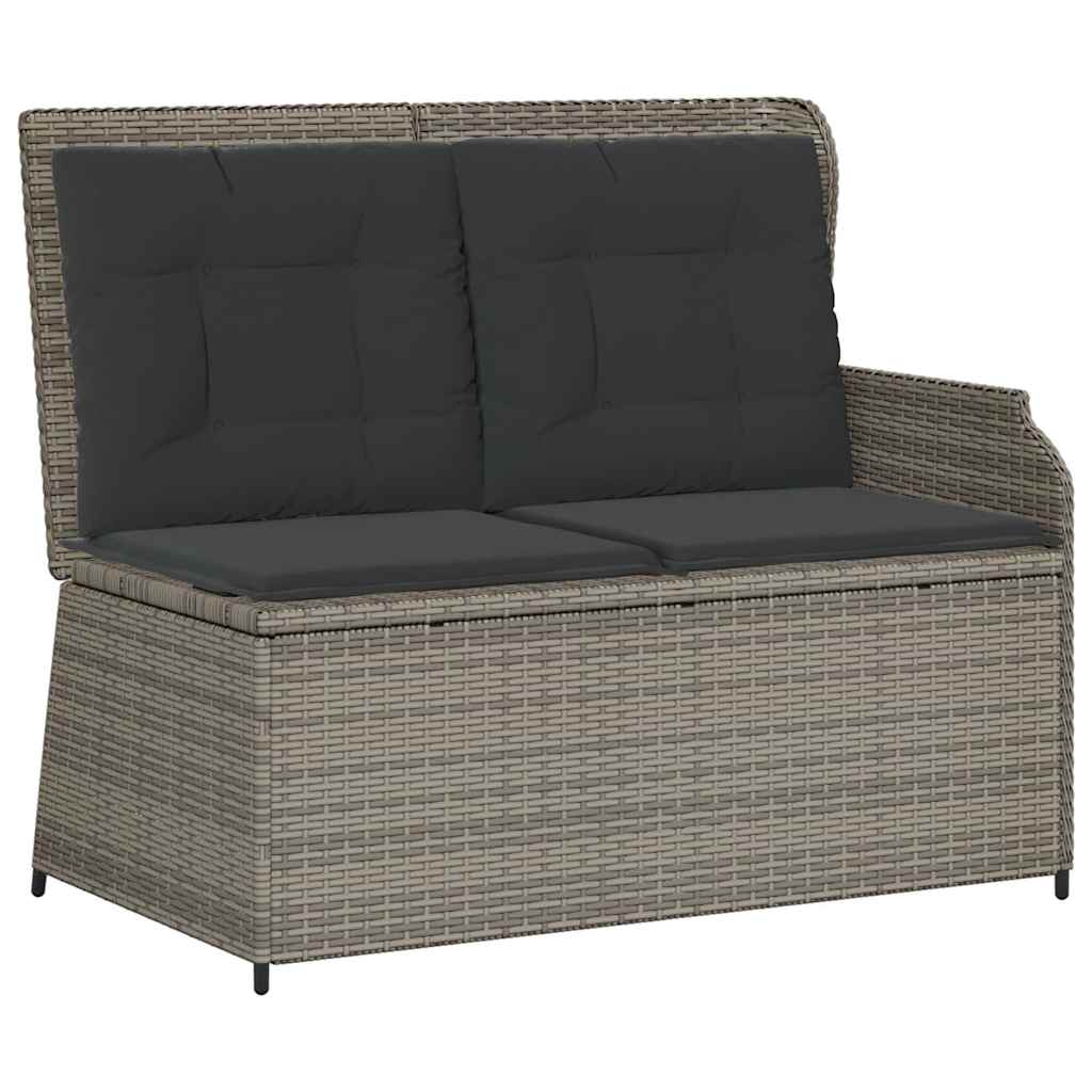 vidaXL Sillón reclinable de jardín con cojines ratán sintético gris