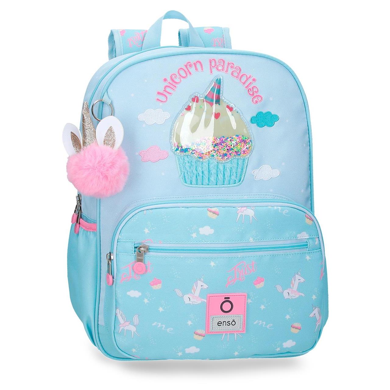 Mochila escolar adaptable a carro Enso Unicorn Paradise 30x38x12cm Turquesa