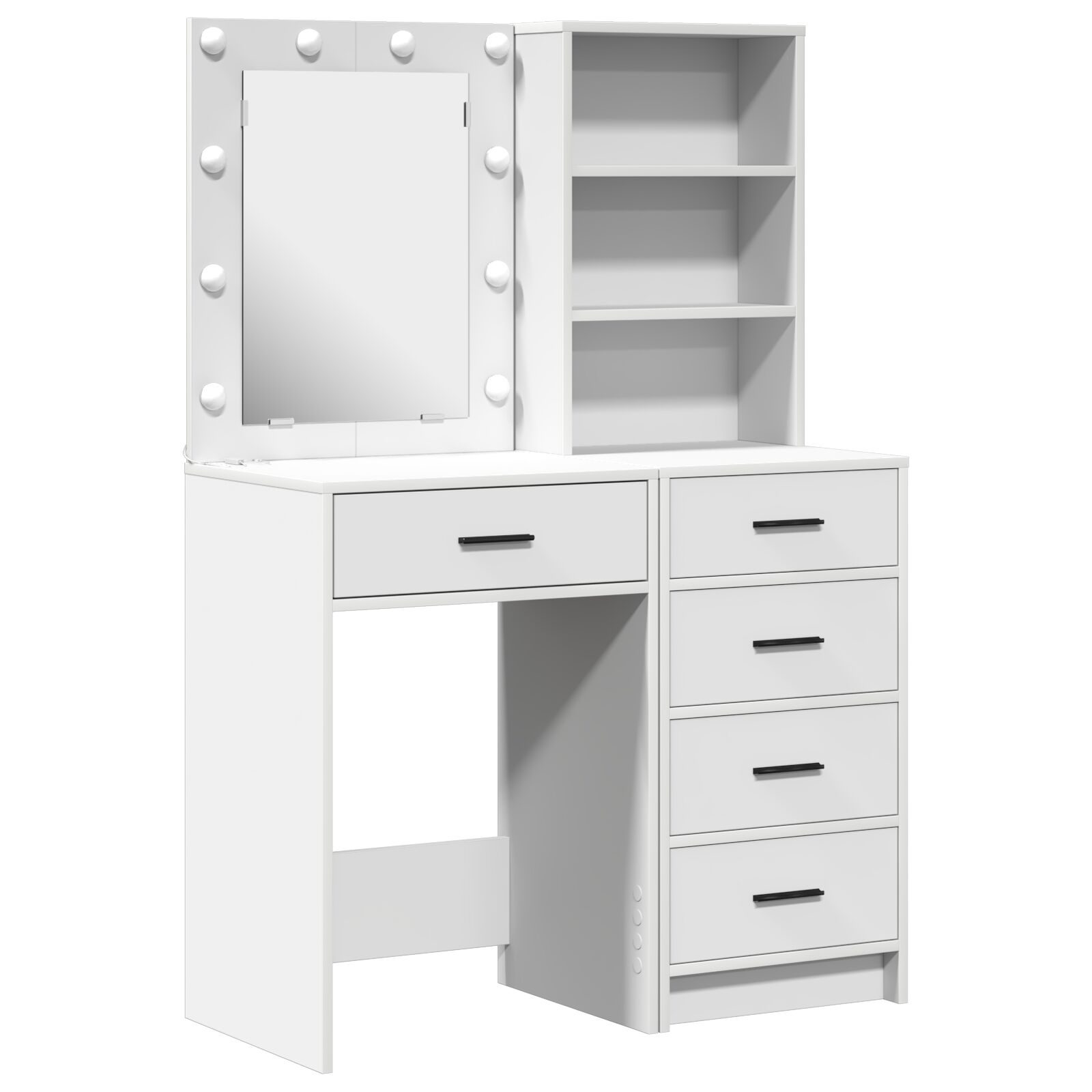 Set de tocador de 2 piezas con LED de vidaXL de madera elaborada blanca