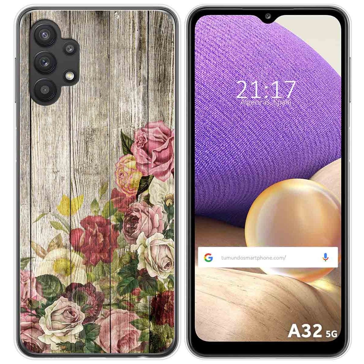 Tumundosmartphone Funda Gel Tpu para Samsung Galaxy A32 5G diseño Madera 08 Dibujos