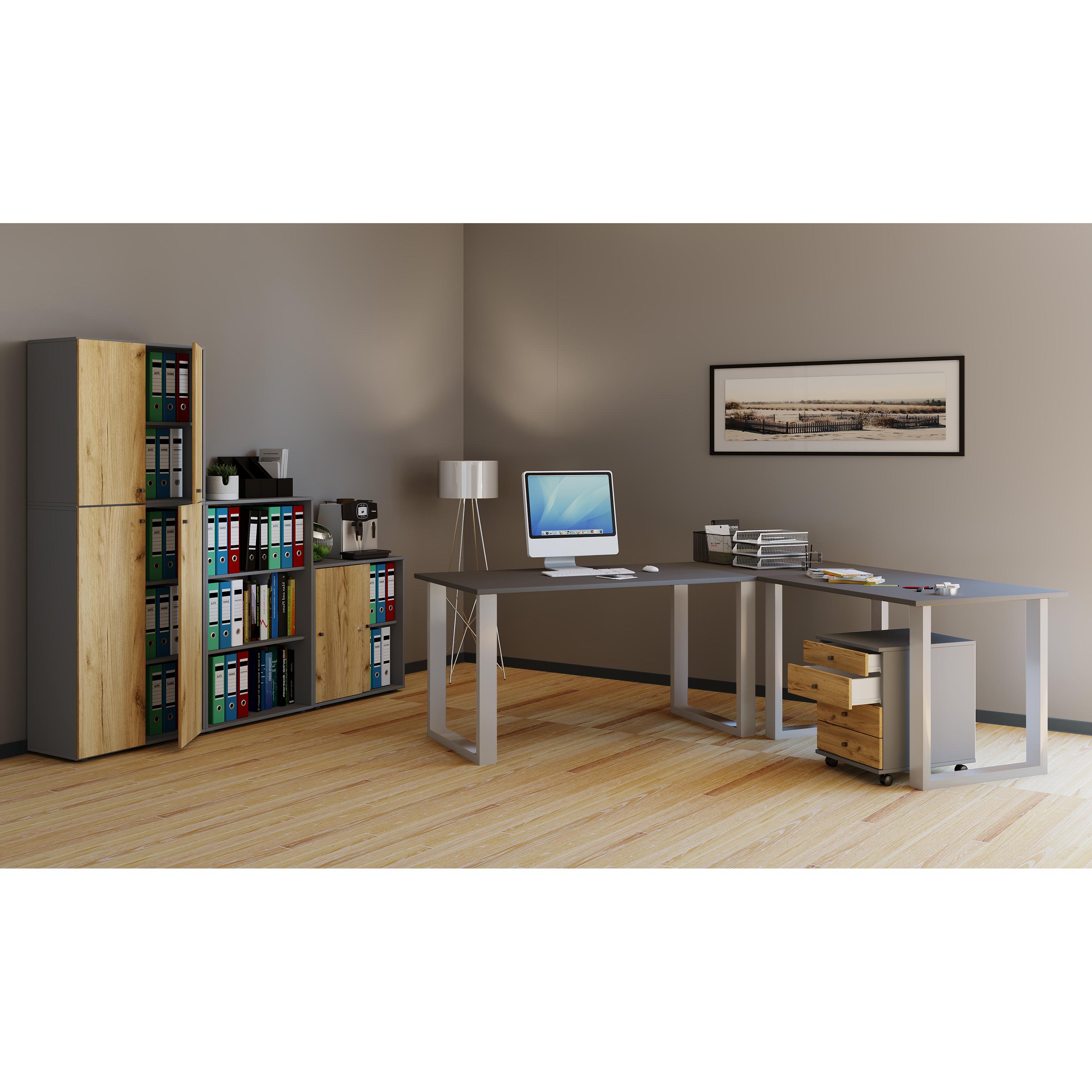 VCM Holz Schreibtisch | Eckschreibtisch schlicht | 190x160 | L Form links oder rechts | Arbeitstisch Platte 50 cm tief | Computertisch Büromöbel - Lona U