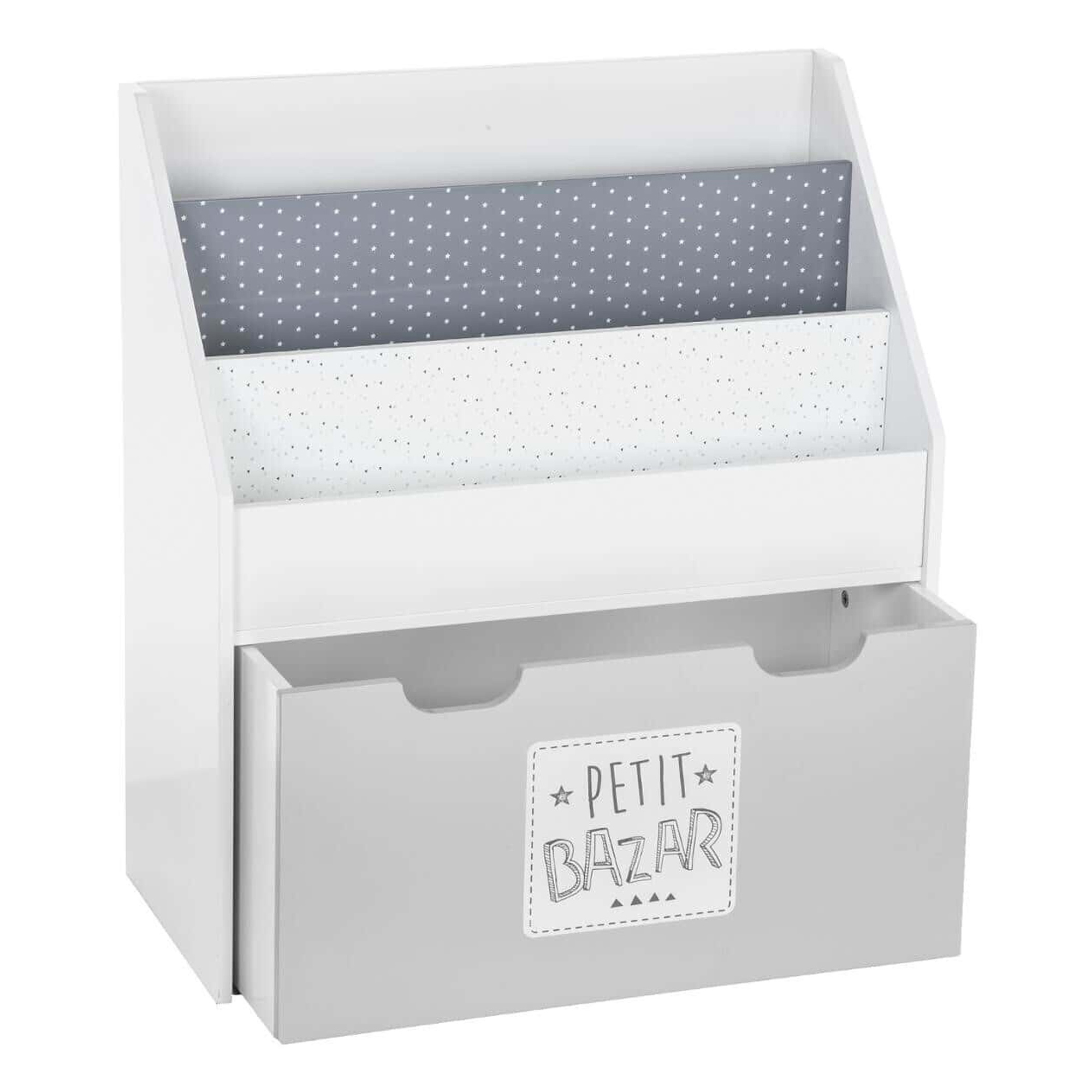 WELL HOME - Estantería con contenedor y ruedines en color gris