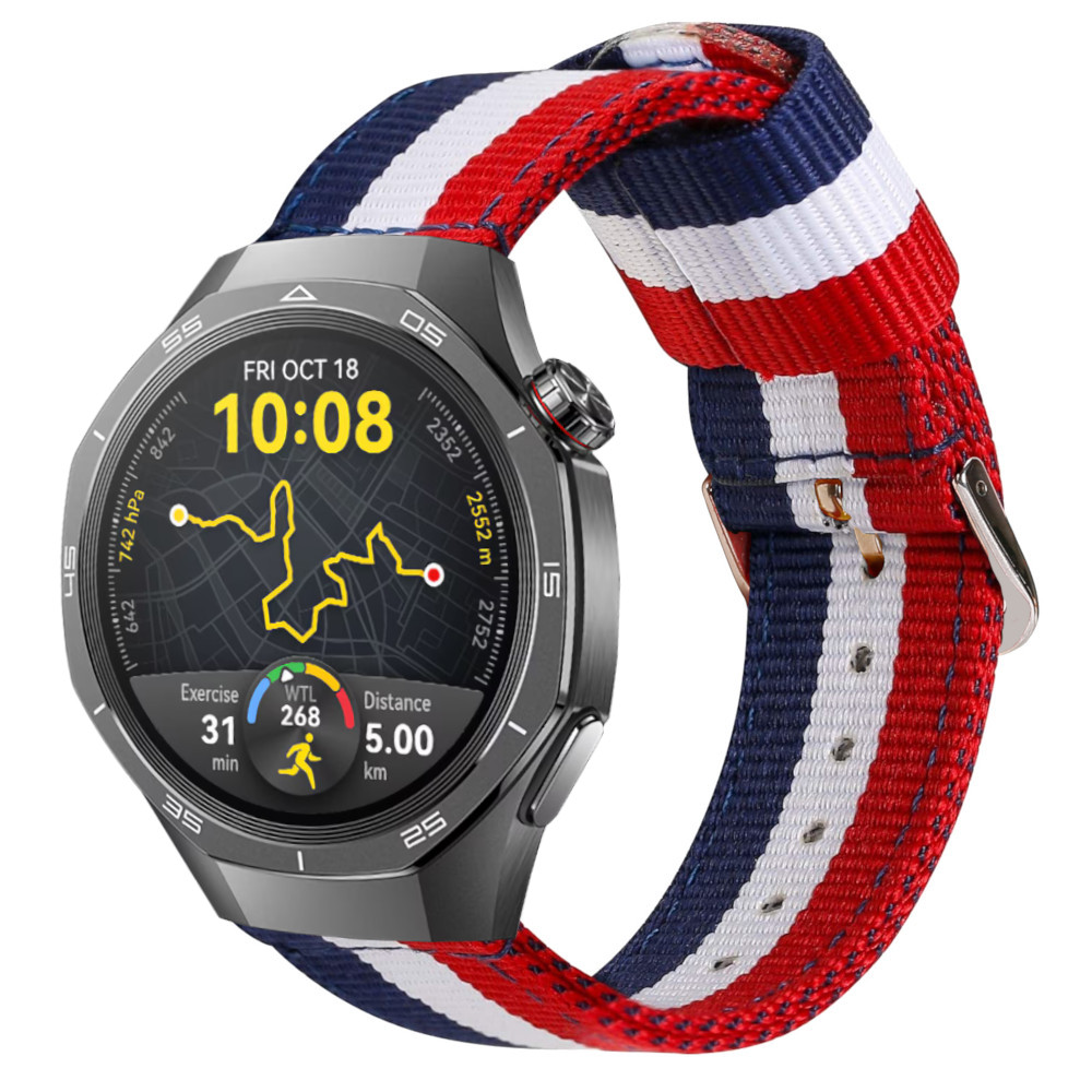 Correa de nylon para Huawei Watch GT 5 - 46mm / GT 5 - 46mm / GT 4 - 46mm / Amazfit GTR 4 / Bip 5 / Garmin Vivoactive 4, Colores Bandera de Francia Ancho 22mm